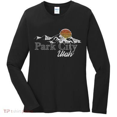 Retro Park City Utah Mountain Women's Long Sleeve Shirt