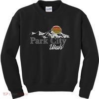 Retro Park City Utah Mountain Kids Sweatshirt thumb 0