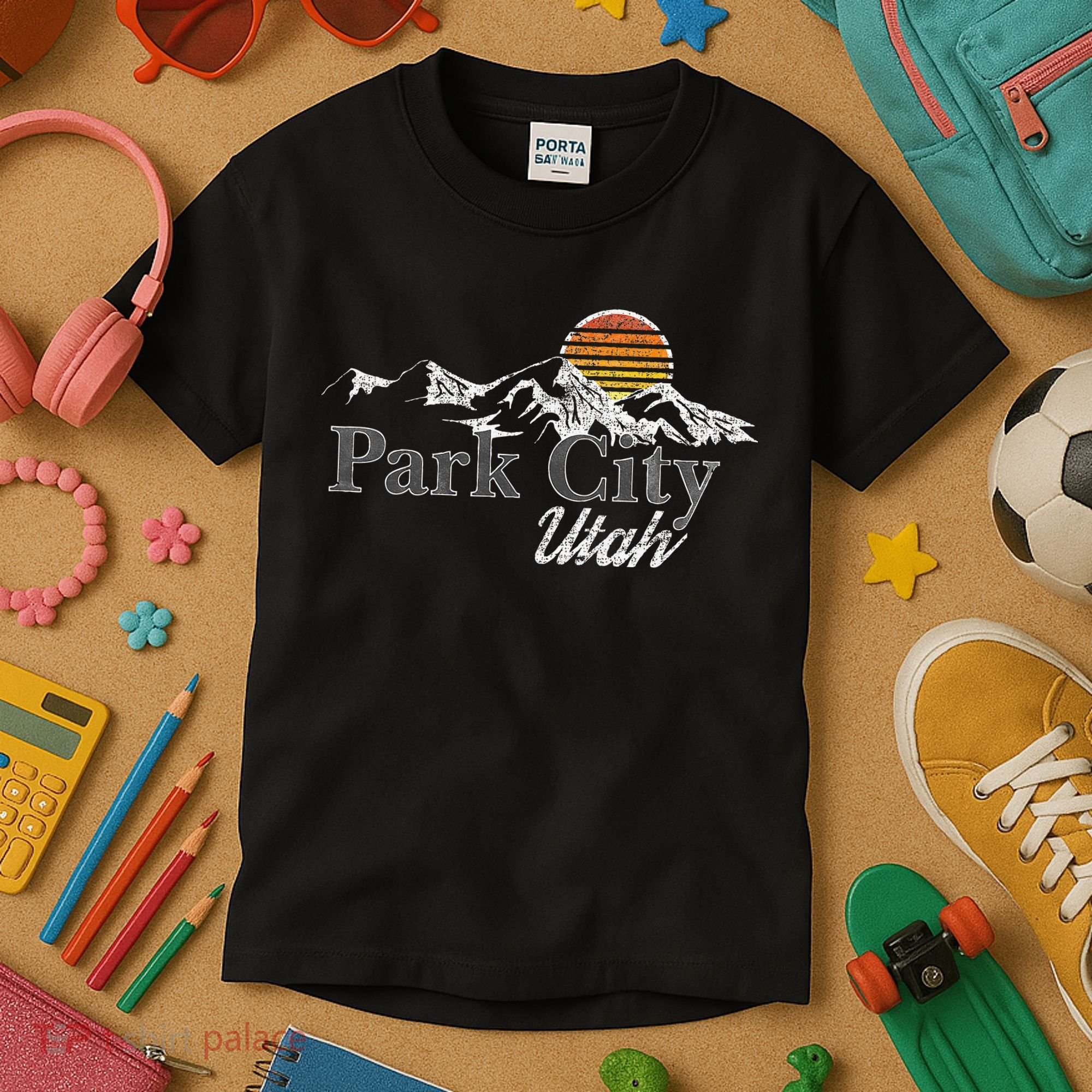 Retro Park City Utah Mountain Kids T-Shirt