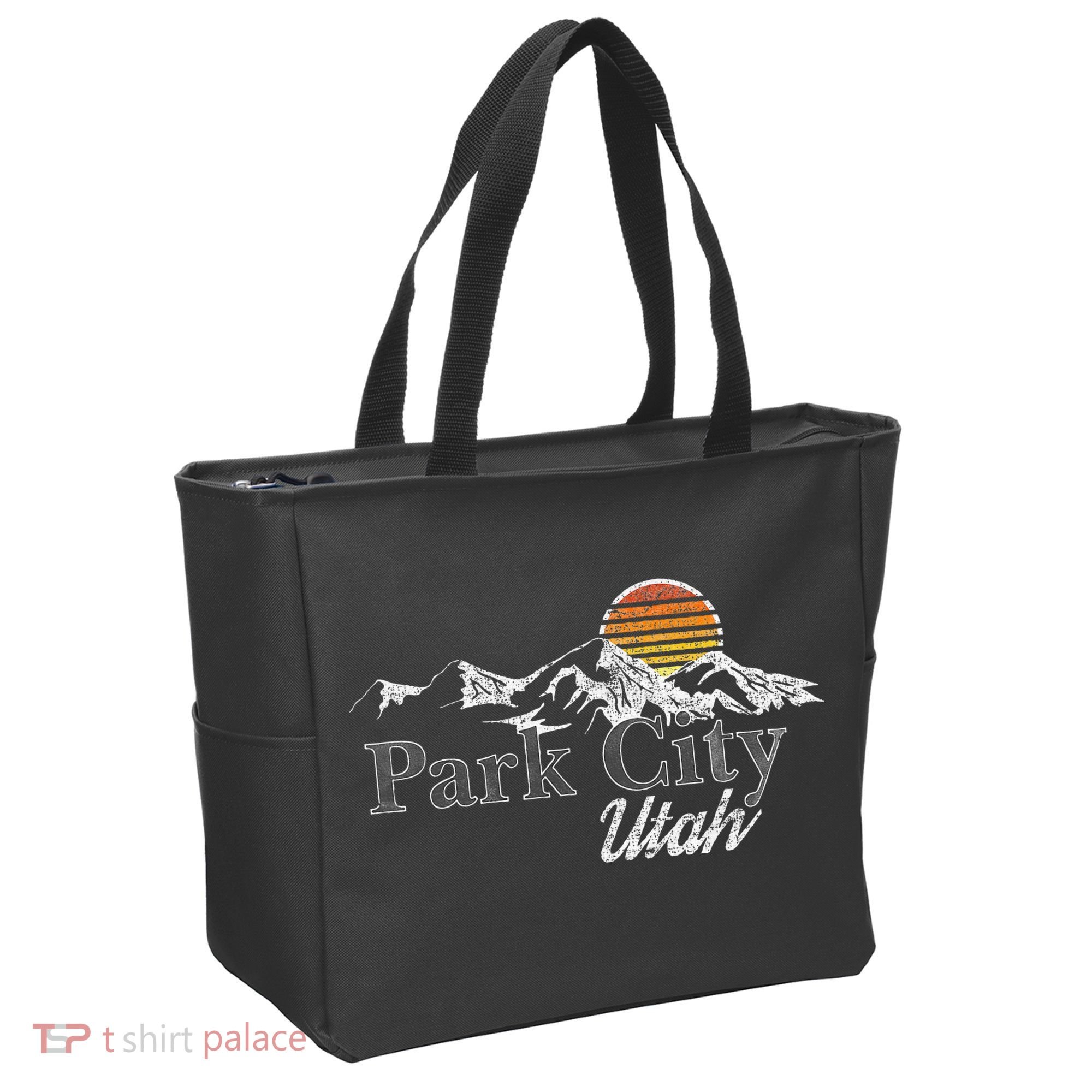 Retro Park City Utah Mountain Tote Bag