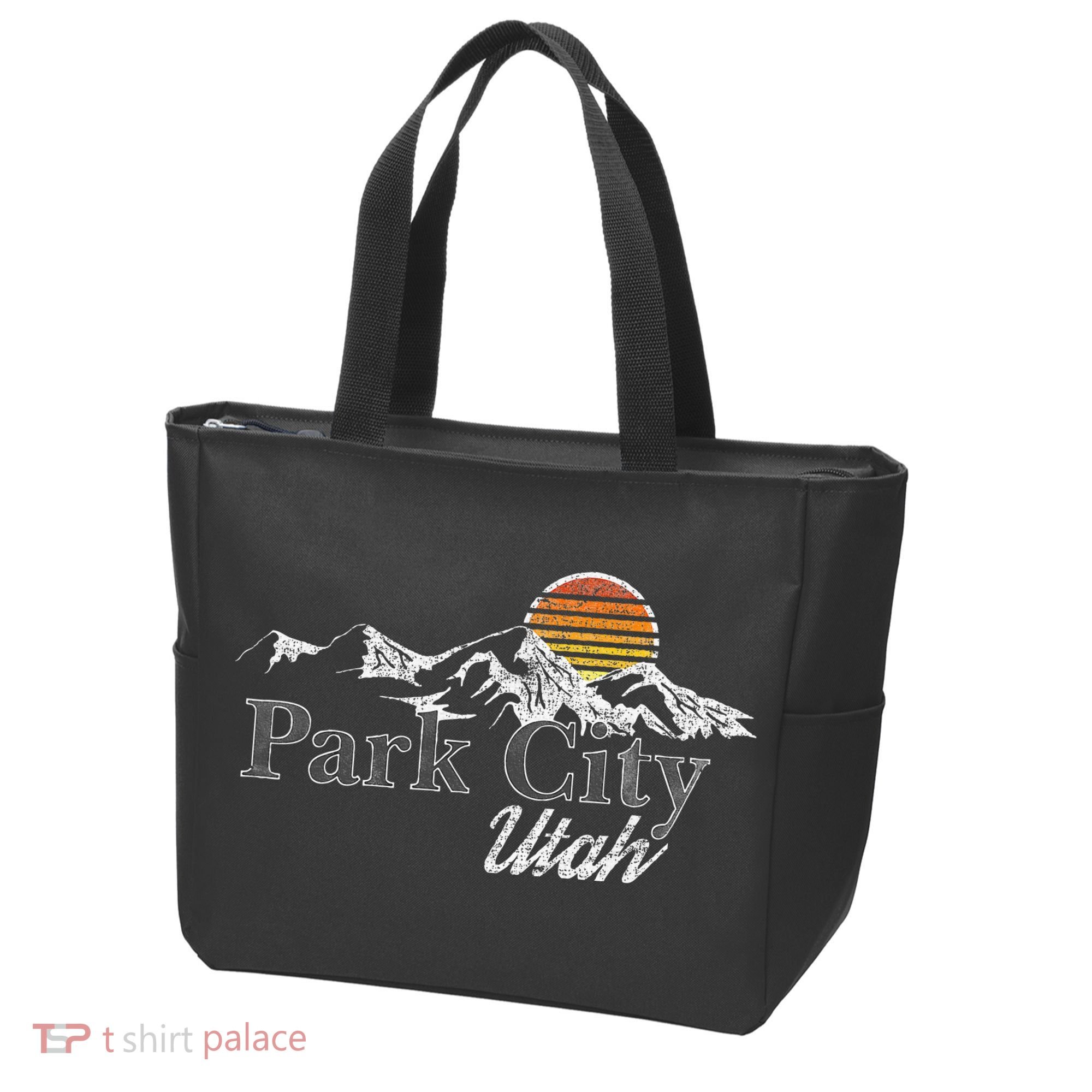 Retro Park City Utah Mountain Tote Bag