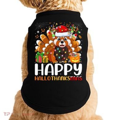 Red Panda Christmas Lights Santa Hat Pajamas Gift Doggie Tank