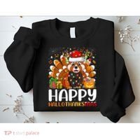 Red Panda Christmas Lights Santa Hat Pajamas Gift Sweatshirt thumb 2