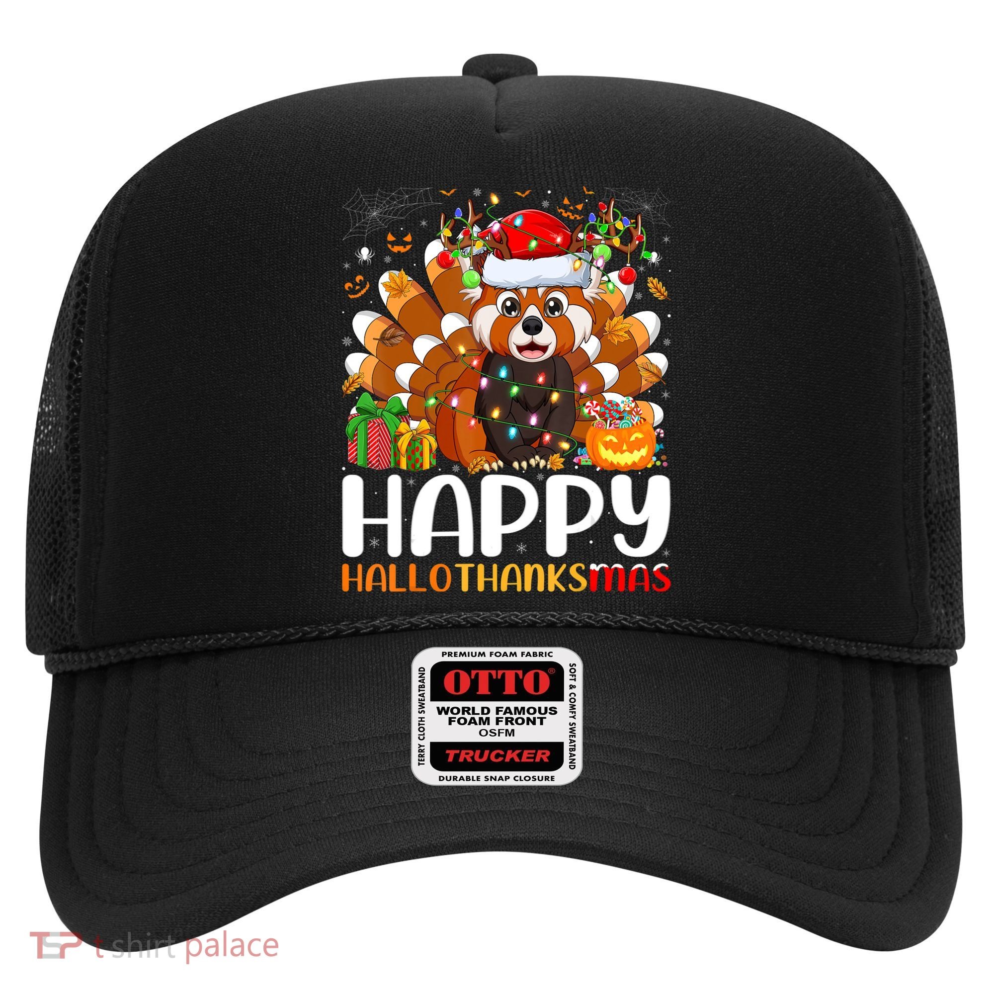 Red Panda Christmas Lights Santa Hat Pajamas Gift Hat