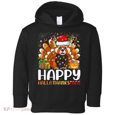 Red Panda Christmas Lights Santa Hat Pajamas Gift Toddler Hoodie