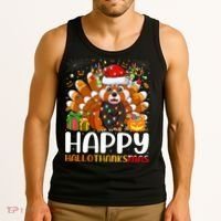 Red Panda Christmas Lights Santa Hat Pajamas Gift Tank Top thumb 3