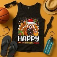 Red Panda Christmas Lights Santa Hat Pajamas Gift Tank Top thumb 4