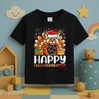 Red Panda Christmas Lights Santa Hat Pajamas Gift Toddler T-Shirt thumb 3
