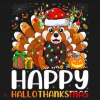 Red Panda Christmas Lights Santa Hat Pajamas Gift Kids Hoodie thumb 5