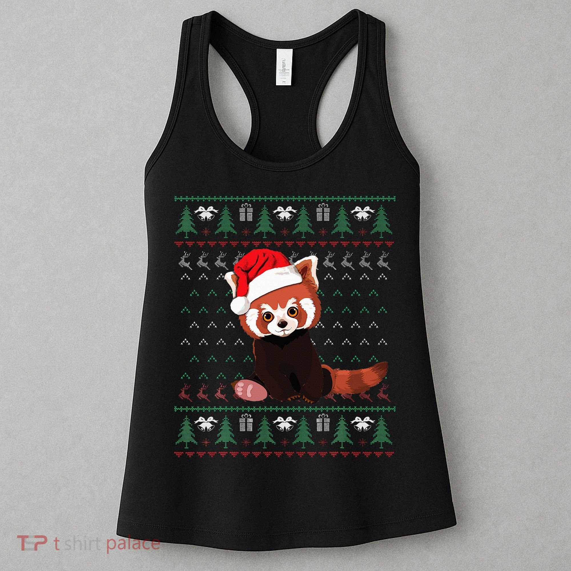 Red Panda Christmas Ugly Sweater Xmas Pajamas Gift Women's Tank Top