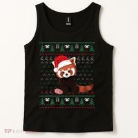 Red Panda Christmas Ugly Sweater Xmas Pajamas Gift Tank Top thumb 2