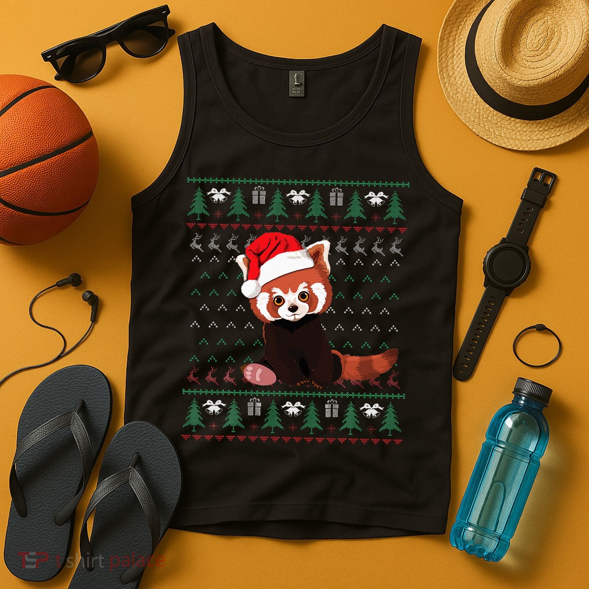 Red Panda Christmas Ugly Sweater Xmas Pajamas Gift Tank Top