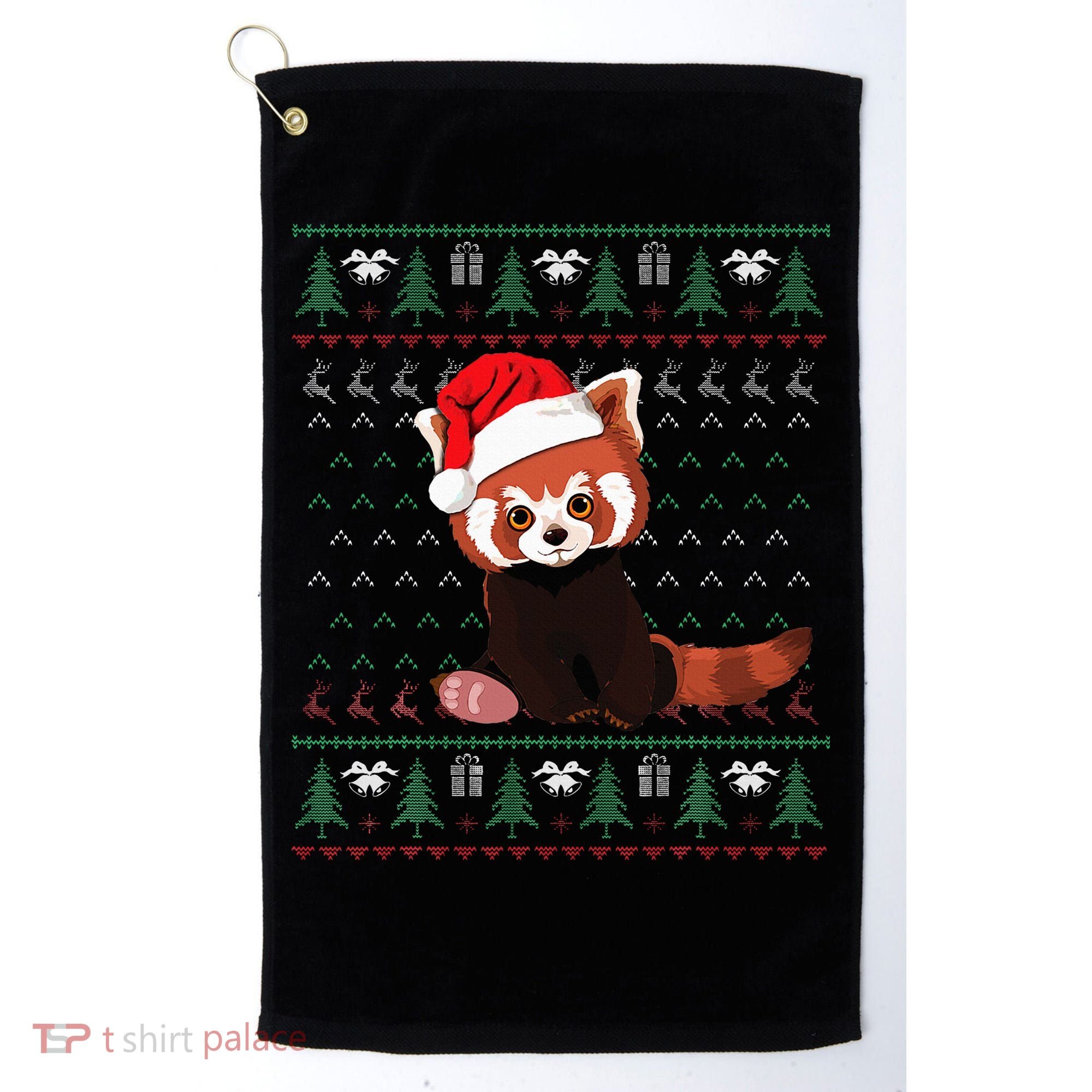 Red Panda Christmas Ugly Sweater Xmas Pajamas Gift Golf Towel