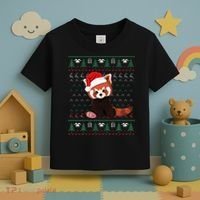 Red Panda Christmas Ugly Sweater Xmas Pajamas Gift Toddler T-Shirt thumb 3