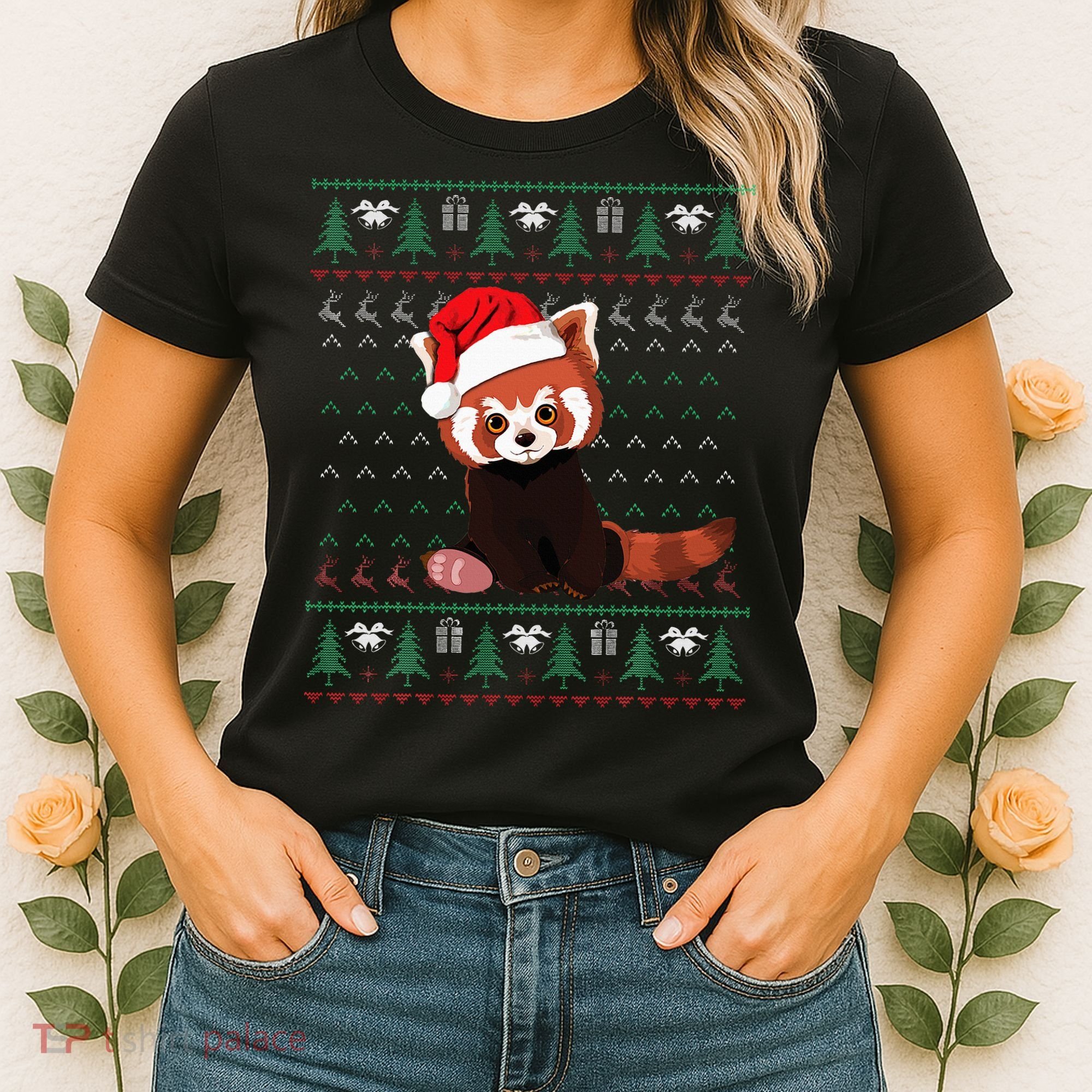 Red Panda Christmas Ugly Sweater Xmas Pajamas Gift Women's T-Shirt