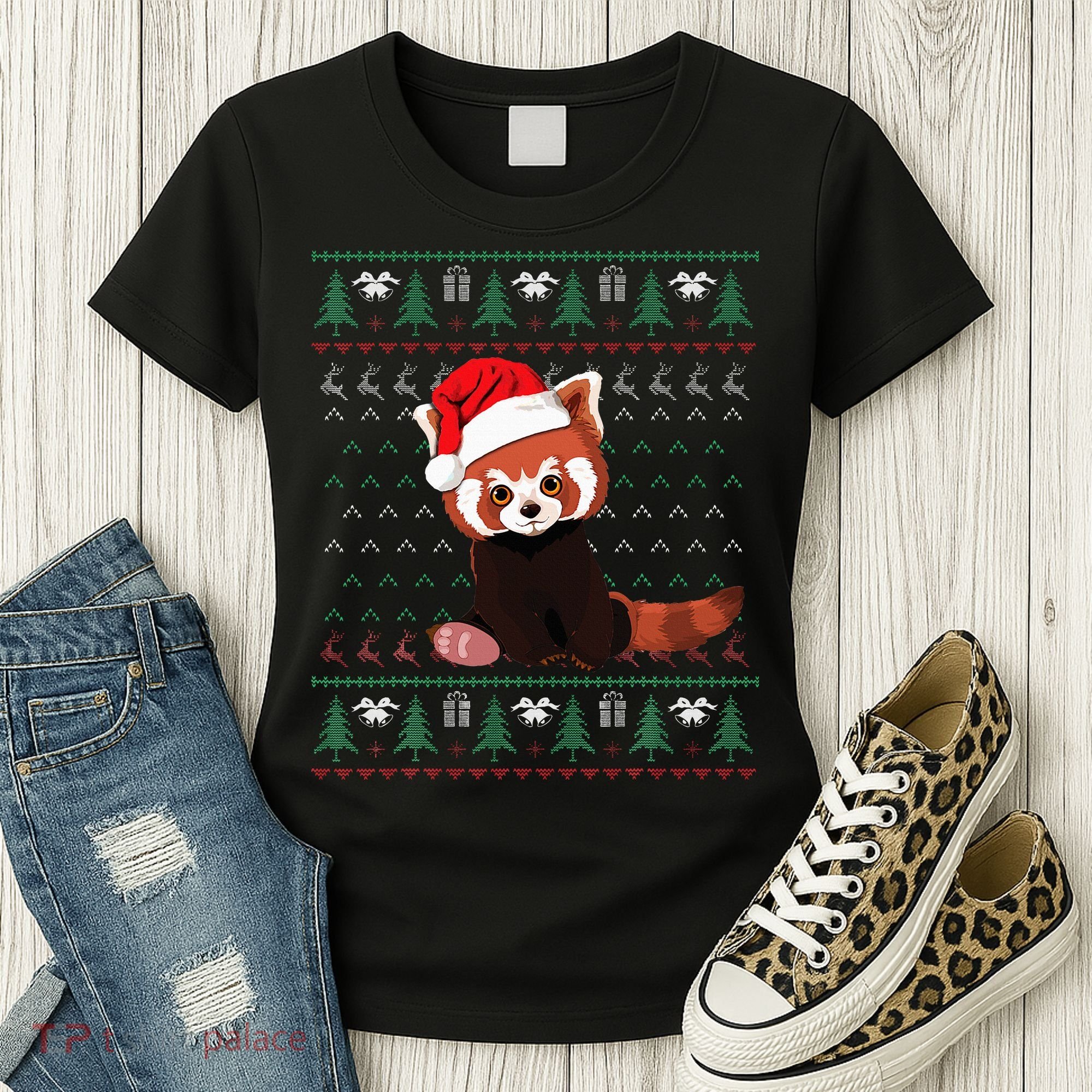 Red Panda Christmas Ugly Sweater Xmas Pajamas Gift Women's T-Shirt