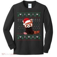 Red Panda Christmas Ugly Sweater Xmas Pajamas Gift Kids Long Sleeve Shirt thumb 0