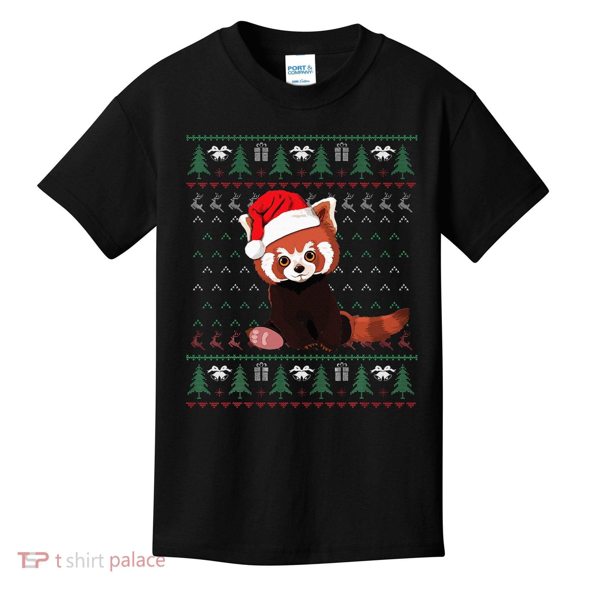 Red Panda Christmas Ugly Sweater Xmas Pajamas Gift Kids T-Shirt