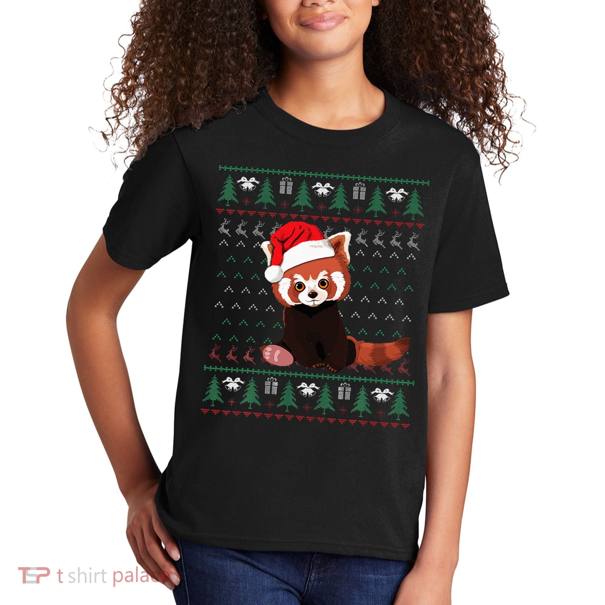 Red Panda Christmas Ugly Sweater Xmas Pajamas Gift Kids T-Shirt