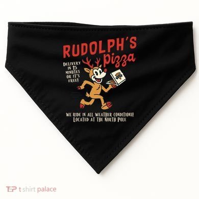 Rudolphs Pizza Delivery North Pole Retro USA-Made Doggie Bandana