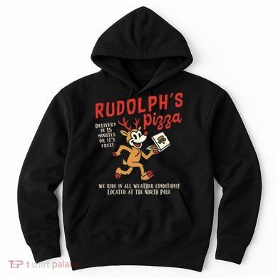 Rudolphs Pizza Delivery North Pole Retro Hoodie