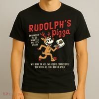 Rudolphs Pizza Delivery North Pole Retro T-Shirt thumb 3