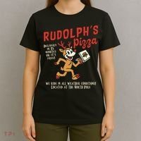 Rudolphs Pizza Delivery North Pole Retro T-Shirt thumb 4