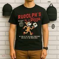Rudolphs Pizza Delivery North Pole Retro T-Shirt thumb 6
