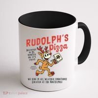 Rudolphs Pizza Delivery North Pole Retro Coffee Mug thumb 1