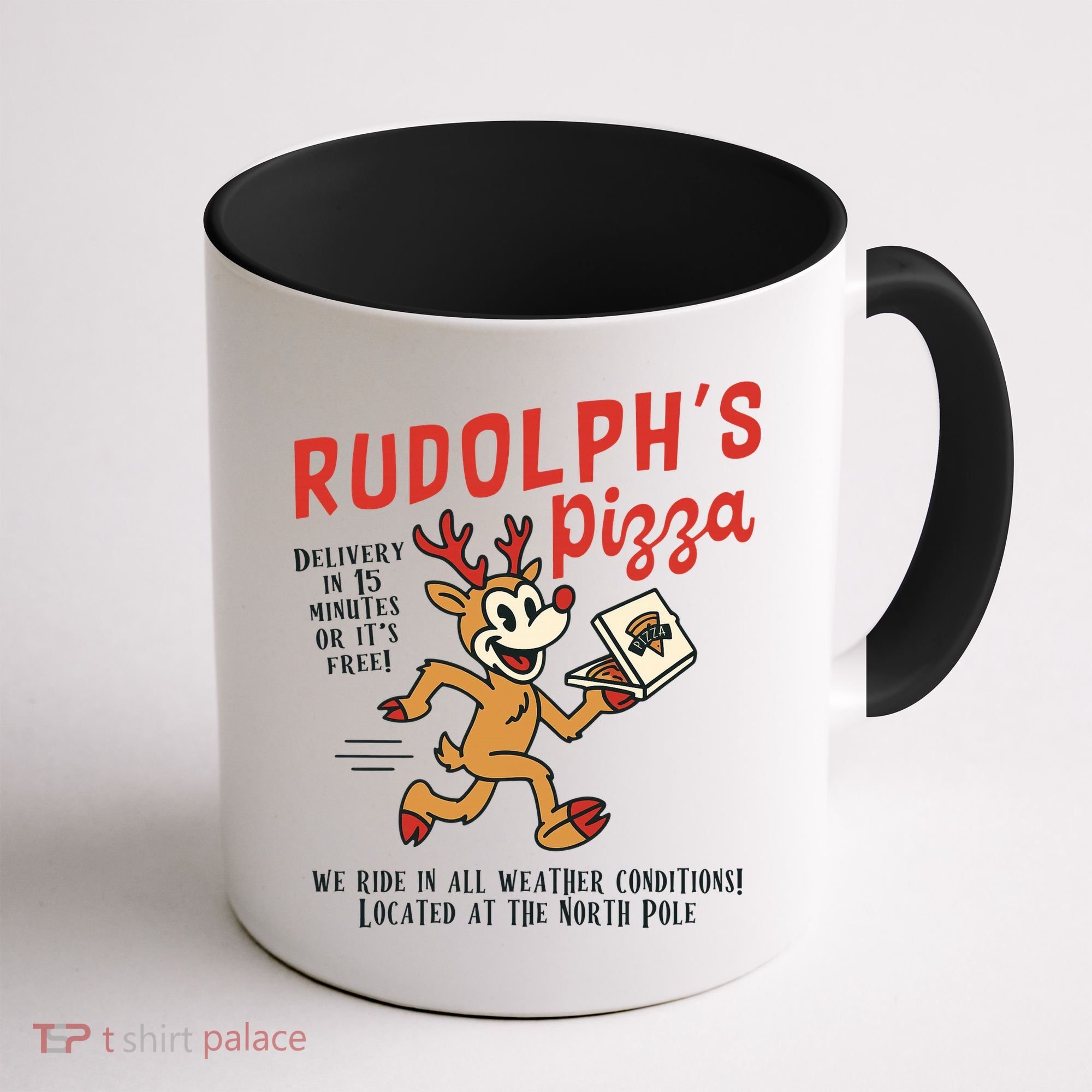Rudolphs Pizza Delivery North Pole Retro Coffee Mug
