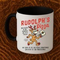 Rudolphs Pizza Delivery North Pole Retro Coffee Mug thumb 2