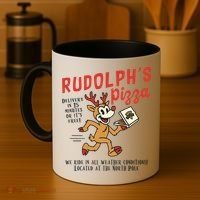 Rudolphs Pizza Delivery North Pole Retro Coffee Mug thumb 4