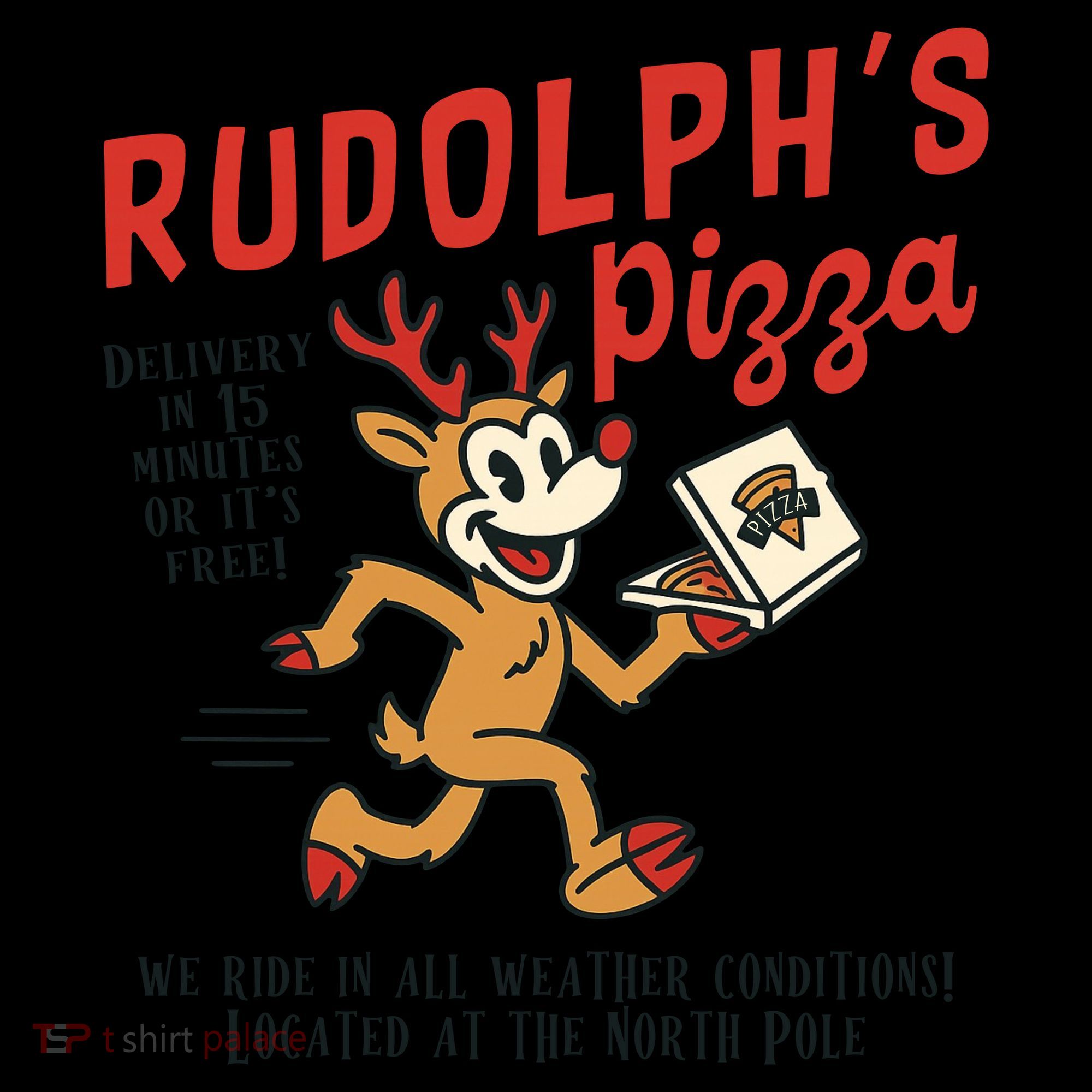 Rudolphs Pizza Delivery North Pole Retro Coffee Mug