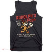 Rudolphs Pizza Delivery North Pole Retro Tank Top thumb 0