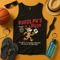 Rudolphs Pizza Delivery North Pole Retro Tank Top thumb 4