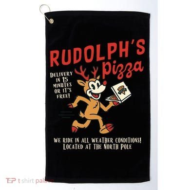 Rudolphs Pizza Delivery North Pole Retro Golf Towel