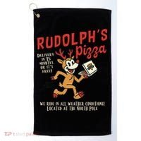 Rudolphs Pizza Delivery North Pole Retro Golf Towel thumb 0