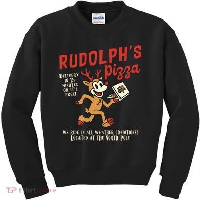Rudolphs Pizza Delivery North Pole Retro Kids Sweatshirt