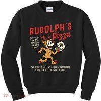 Rudolphs Pizza Delivery North Pole Retro Kids Sweatshirt thumb 0