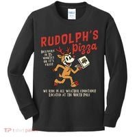 Rudolphs Pizza Delivery North Pole Retro Kids Long Sleeve Shirt thumb 0