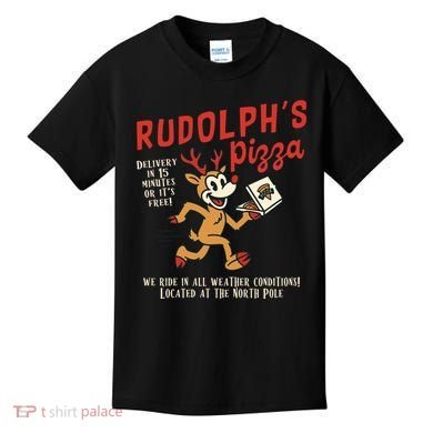 Rudolphs Pizza Delivery North Pole Retro Kids T-Shirt