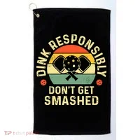 retro Pickleball Dink Responsibly Don't Get Smashed Golf Towel thumb 0