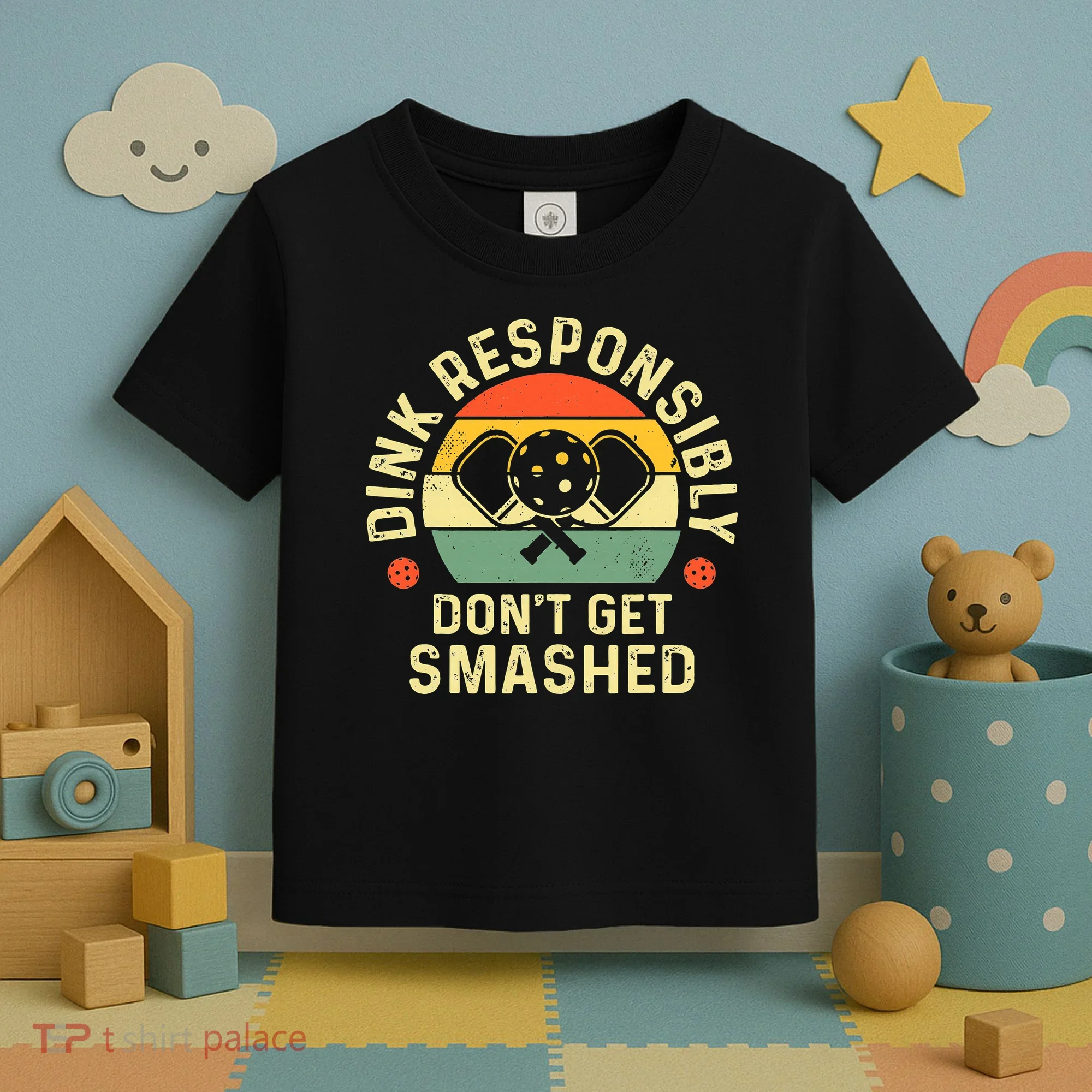 retro Pickleball Dink Responsibly Don't Get Smashed Toddler T-Shirt