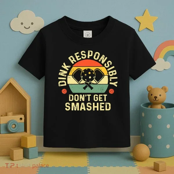 retro Pickleball Dink Responsibly Don't Get Smashed Toddler T-Shirt