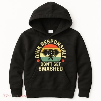retro Pickleball Dink Responsibly Don't Get Smashed Kids Hoodie