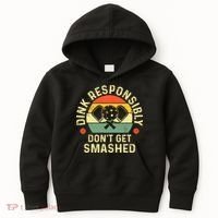 retro Pickleball Dink Responsibly Don't Get Smashed Kids Hoodie thumb 0