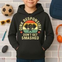 retro Pickleball Dink Responsibly Don't Get Smashed Kids Hoodie thumb 2
