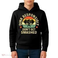 retro Pickleball Dink Responsibly Don't Get Smashed Kids Hoodie thumb 4