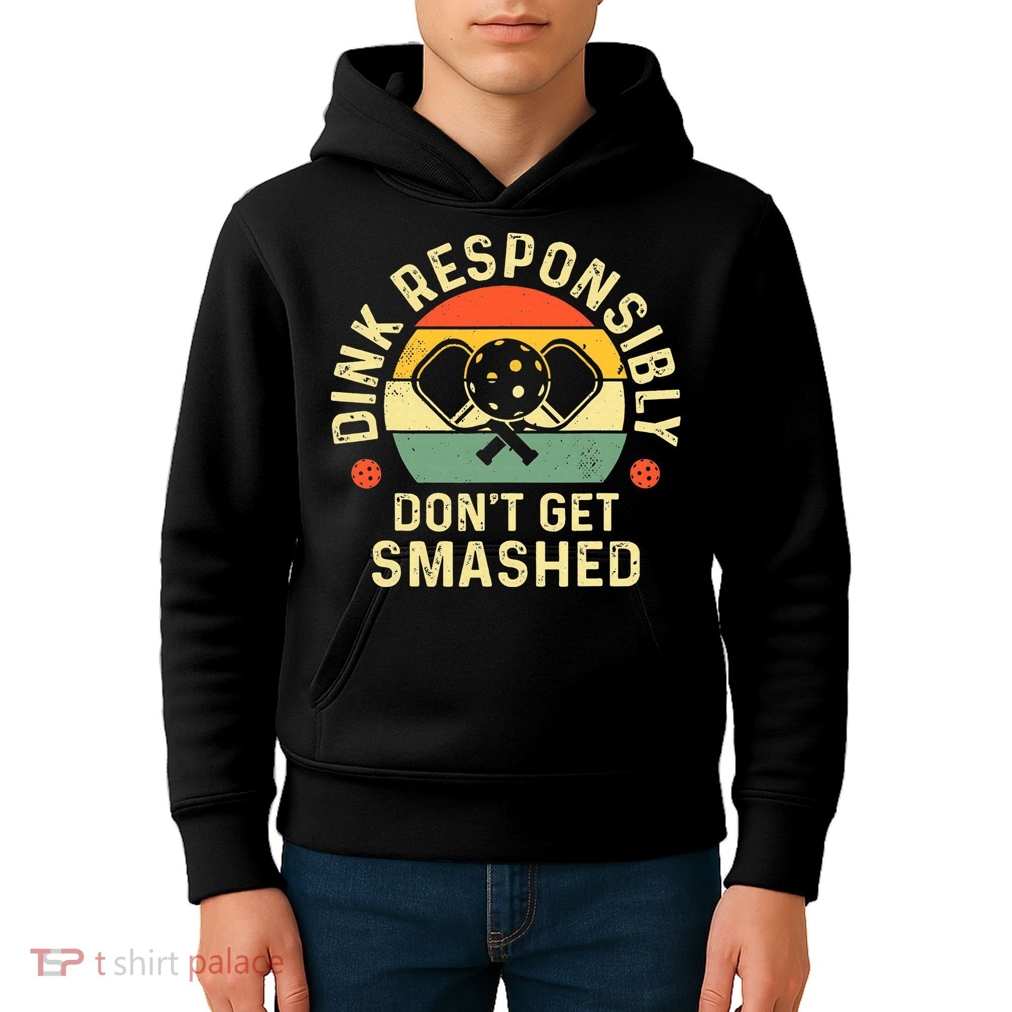 retro Pickleball Dink Responsibly Don't Get Smashed Kids Hoodie