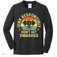 retro Pickleball Dink Responsibly Don't Get Smashed Kids Long Sleeve Shirt thumb 0